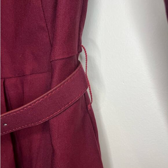 NWT ModCloth‎ Belted Dress XXS 1960s maroon Fit n' Flare - Picture 7 of 9
